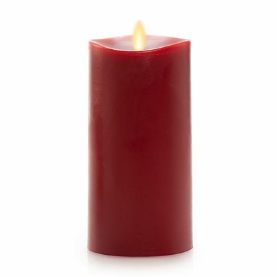 Luminara   6-Inch Burgundy Flameless Real-Flame Effect Pillar Candle