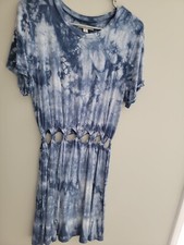 American Eagle Size Large Blue Tie Dye Open Knot Middle Tee Sun Dress