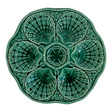 1960s Vintage French Sarreguemines Green Oyster Plate