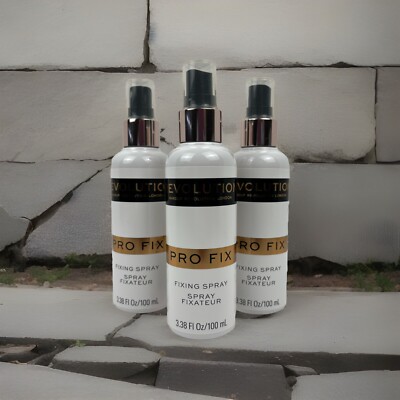 Makeup Revolution Fixing Spray PRO FIX Setting Cosmetics 3.38 oz Lot Of 3