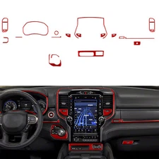 19Pcs Red Carbon Fiber Full Kits Interior Trim For RAM 1500 2500 3500 2019-2024