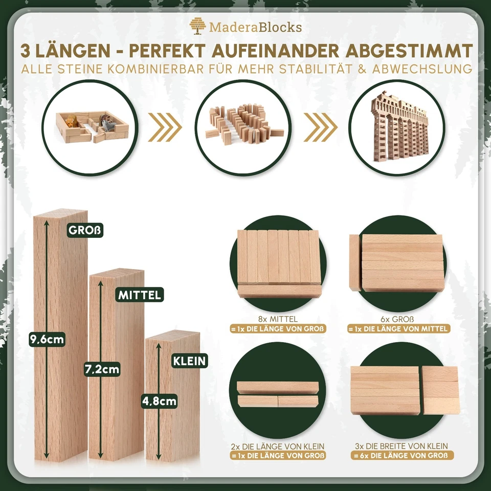 200-1.600 Holzbausteine Natur + 1x Bau-Anleitung | Bauklötze Holz Holzbauklötze - Bild 4 von 4