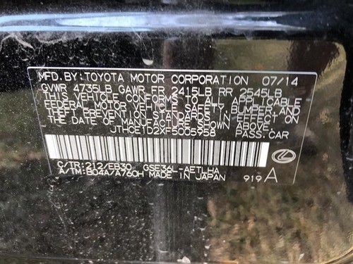 2015 LEXUS IS350 Alternator - Picture 11 of 11