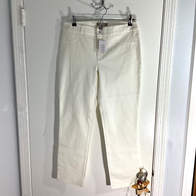NWT CHICO'S 0.5 SMALL CAPITAL STRETCH ALBURY SLIM PANT OPTIC WHITE
