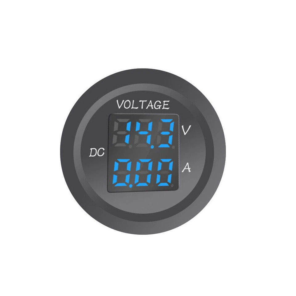 Blue LED Digital Display Volt Meter Ammeter Voltage Car Voltmeter Amp Dual Round - Image 2 of 4