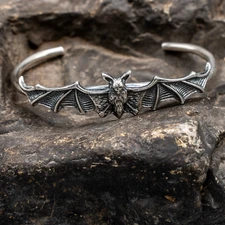 Gothic Bat 925 silver bangle torc celtic Vampire Biker Goth Punk