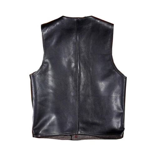 Mens Retro Waistcoat Vest Waxed Horsehide Horse Leather American Vintage Style - Picture 19 of 27