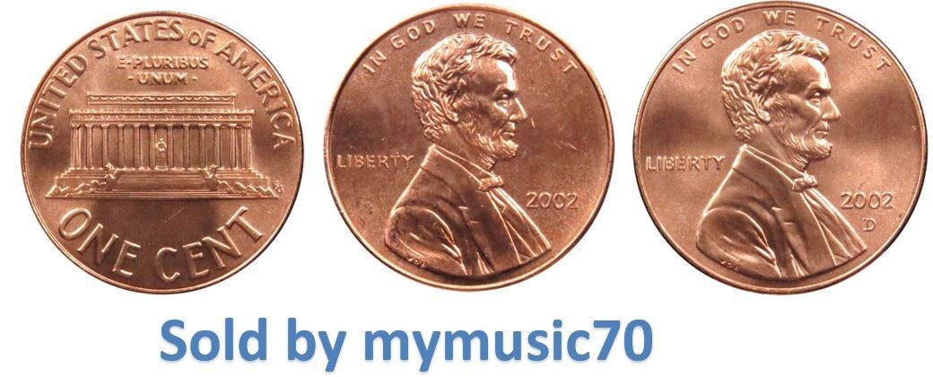 2002 P & D Lincoln Memorial Cent Copper Plated Zinc Penny ** ON
