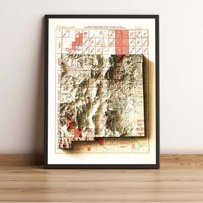 New Mexico Map, New Mexico 2D Relief Map, New Mexico Vintage Map - 2D Flat Print