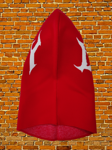 MENS CHRIS BROWN RED KNIT BREEZY SHIESTY BALACLAVA - ONE SIZE - 第 3/4 張圖片