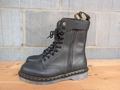 Dr. Martens Yohji Yamamoto 10 Löcher schwarze Lederstiefel Größe 7 UK