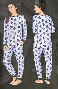New DISNEY Womens Sz 3X Blue Mickey Mouse 2 Pc Pajamas Set L/S Jogger Pants NWT