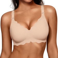 Women Jelly Bras No Underwire Scalloped Push Up Buttery Soft Tshirt Bra Seamless