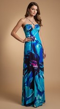 Vtg Y2K Prom Dress Size 5/6 Backless Floral Maxi Rhinestone Morgan And Co HOCO