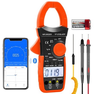Digital Ac/dc Volt Amp Clamp Meterwireless Bluetooth Auto Ranging 1000a Ammeter