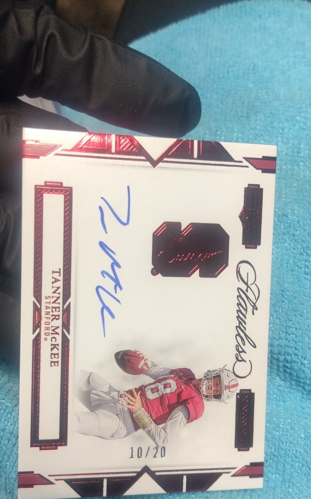 Tanner McKee Panini Flawless Collegiate Team Logo Signatures #TLSTM Ruby