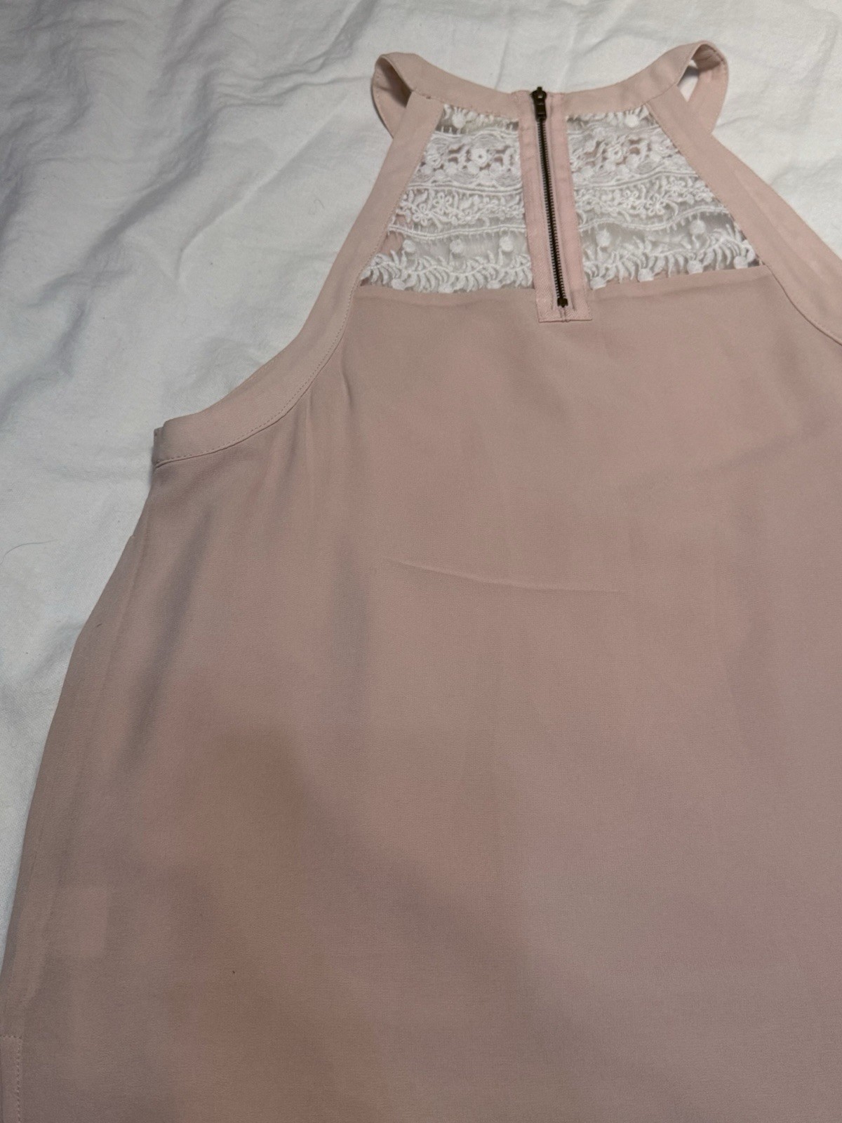Monteau Blush Pink Lace Panel Tank Top M Boho Cot… - image 12