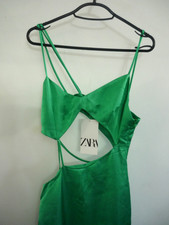 BNWT Zara Ladies Green Satin Cut Out Midi Maxi Evening Dress RRP £45.99 Size S