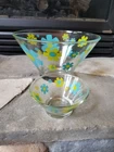 2 Vintage 1960s MCM Mod Atomic Flower Power Bowls Hippie Groovy Floral Set NOS