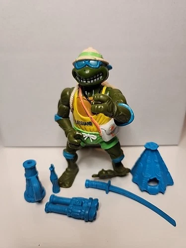 Vintage 1992 TMNT Sewer Spitting Lifeguard Leo Action Figure Complete