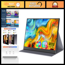 15.6" Portable 1080P Monitor - USB-C HDMI External Display for Laptop, PC, PS, X