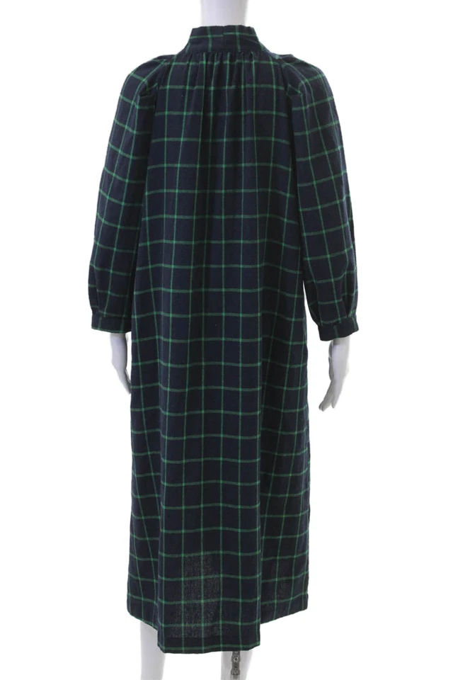 Buru Womens Shirt Dress Dark Blue Plaid Long Sleeve High Neck Size S - Image 3 of 4