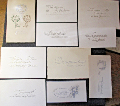 Estate Chance 11x Antique Congratulations Greeting Cards Folded Cards SILVER WEDDING!