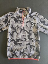 Tek Gear Youth Fleece Pullover 1/4 Zip Size L 14-16 Black/Grey Camouflage