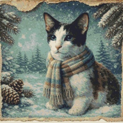Orientalisches zweifarbiges Kätzchen Katze Trost in der Kälte gezählt Kreuzstich