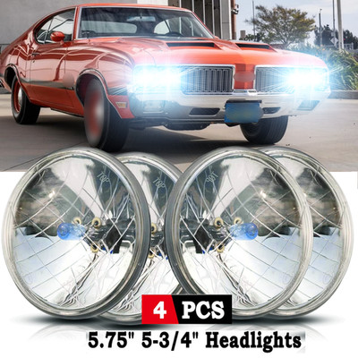4PC 5.75'' INCH Headlights Hi/Lo Beam Lights FOR Oldsmobile 442 98 F85 Cutlass