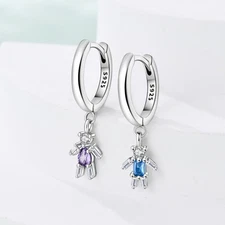 KUNSIR 925 Sterling Silver Cute Playful Robot Drop Earrings For Women Girls Gift