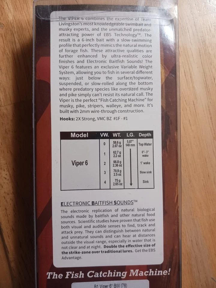 Señuelos Livingston Preditor Serie Viper 6 Percha Natural. Nuevo en paquete Foto 3 de 4