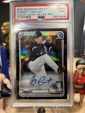 2020 Bowman Draft Chrome Autographs Garrett Crochet Black Refractor 15/75