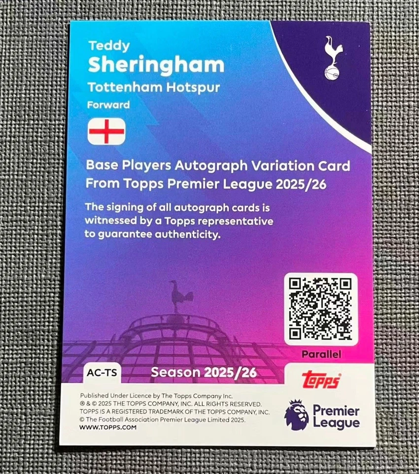 2025/ 26 topps Premier League Teddy Sheringham Orange Auto /25 - Image 2 of 2