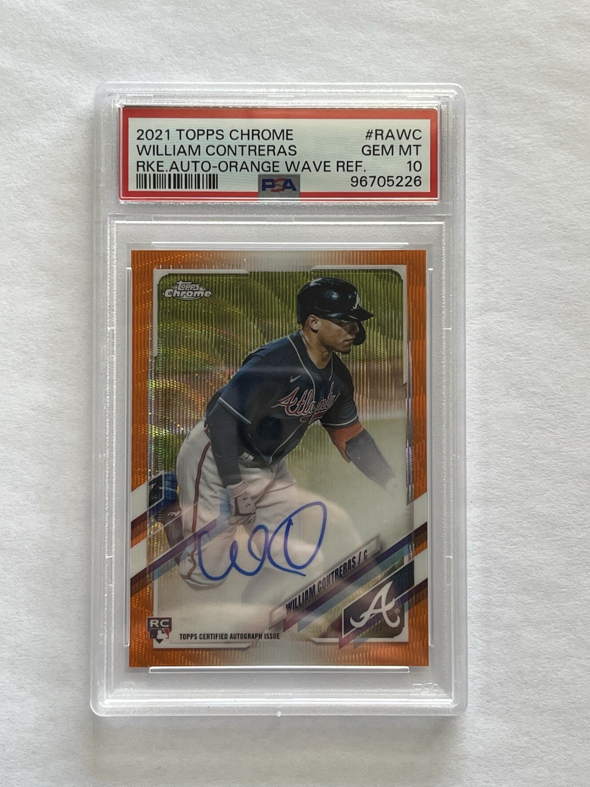 2021 Topps Chrome Rookie Autographs William Contreras Orange Wave Refractor /25