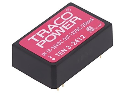 TEN 8-1212 Wandler: DC/DC 8W UEing: 9-18VDC UAusg: 12VDC IAusg: 665mA DIP24 TRAC
