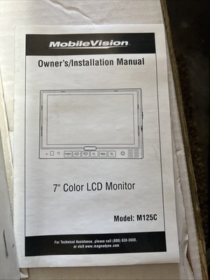 Back Up Camera Mobile Vision 7  LCD Color Monitor Model M125C