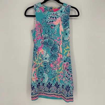 LILLY PULITZER MILA STRETCH SHIFT DRESS ONCE UPON A TIDE SZ 00 BEACH VACATION - Image 1 of 4