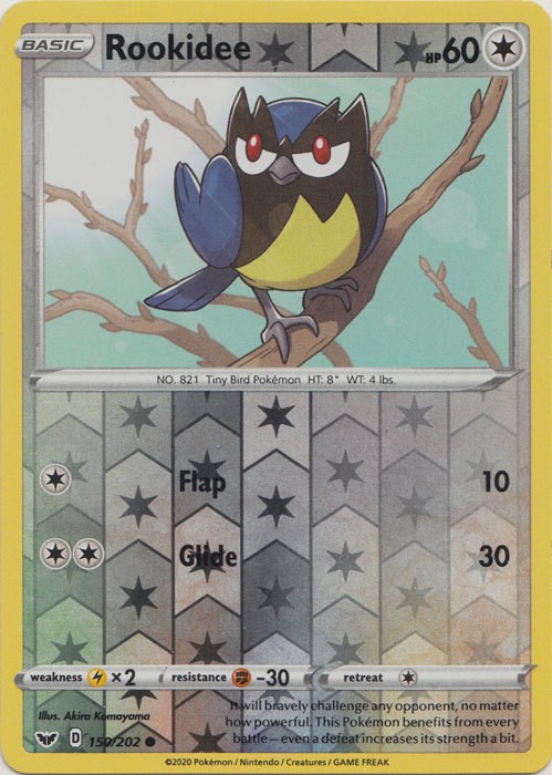 x4 Rookidee - 150/202 - Common - Reverse Holo Pokemon SS01 Sword & Shield Base M