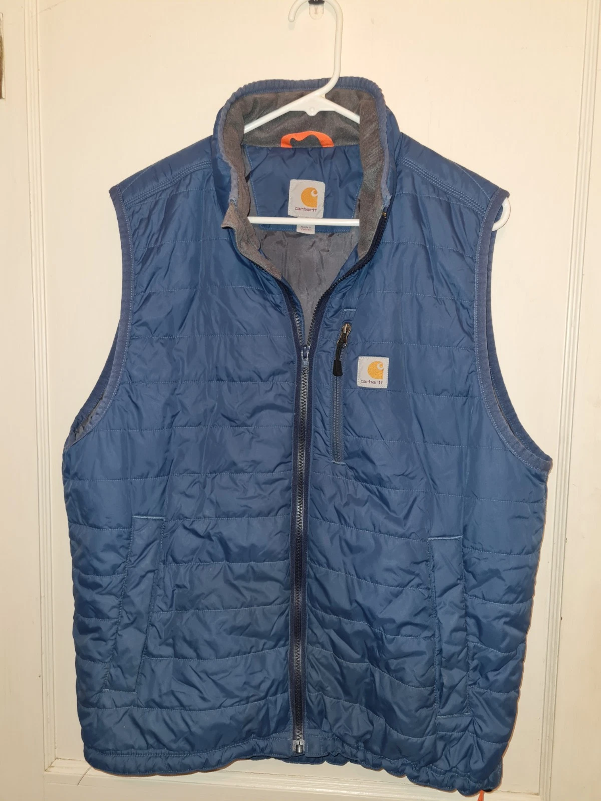 CARHARTT PUFFY VEST ADULT Lg BLUE INSULATED OUTDOORS LIGHTWEIGHT MENS