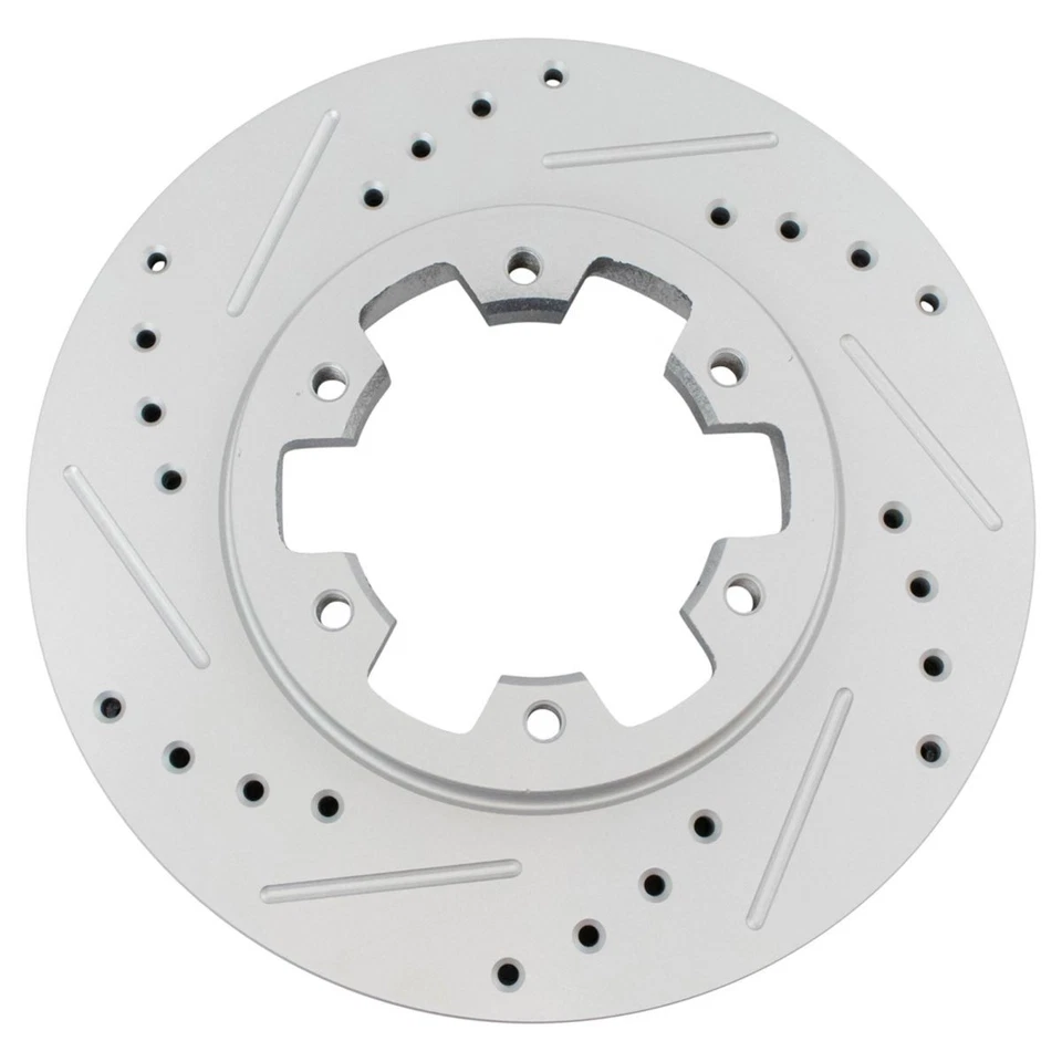 Par de rotor de freno de rendimiento perforado ranurado recubierto delantero para Nissan Foto 4 de 4