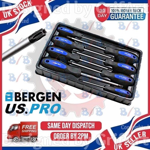 US PRO 8PC TORX TX STAR TAMPER PROOF SCREWDRIVER SET T8-T40 CR-V ...