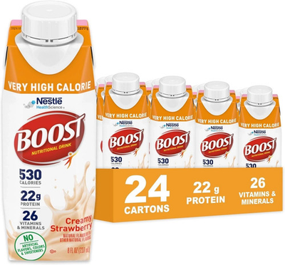 #ad Boost Very High Calorie Strawberry Nutritional Drink – 22g Protein Pack of 24 $37.49