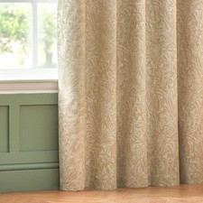 LONG Curtains Jacquard Leaf PAIR 90"x90" 229x229cm Nature WYLDER Natural Beige