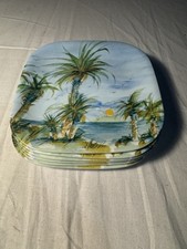 Appetizer/Snack Plates Palm Tree Tropical Beach Party Lot Of 6