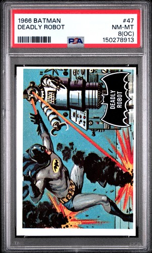 1966 Topps Batman Black Bat #47 Deadly Robot — PSA 8 (OC)