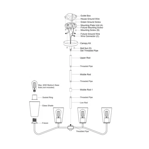 Vaxcel Lighting H0285 Beverly 4 Light 36"W Linear Chandelier - Brass - Picture 2 of 12