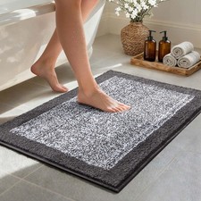 Large Bathroom Rug 36x24 Inch Washable Non Slip Grey Bath Mat Soft Absorbent