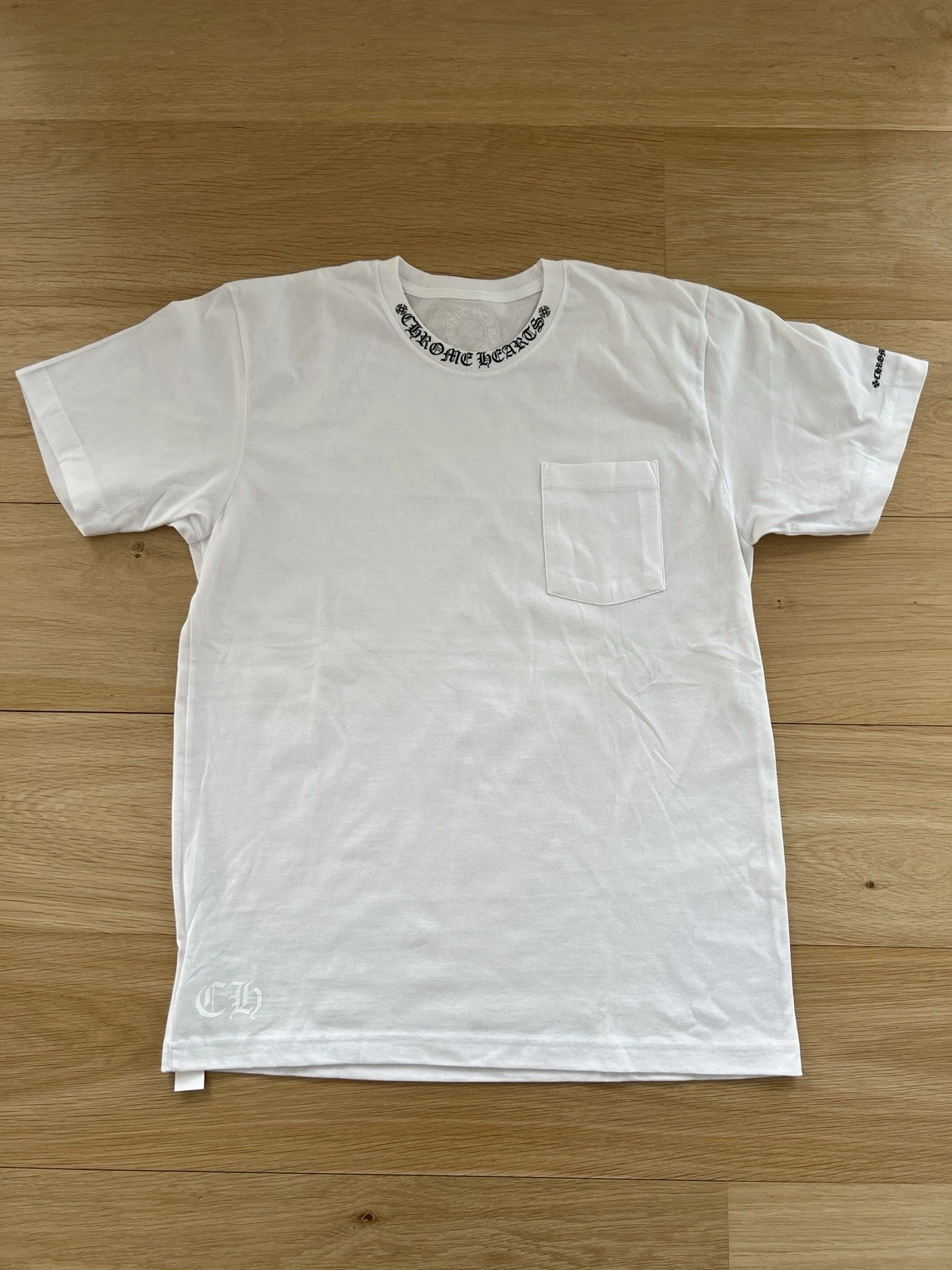 CHROME HEARTS - Neck Logo, Pocket. White T-shirt, Large 175/104B