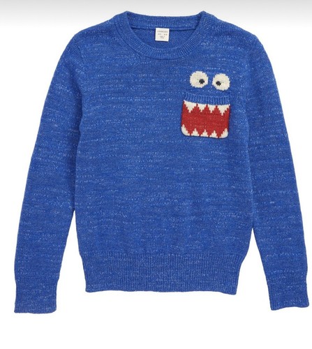 J.Crew Max The Monster Cotton Sweater pocket crewneck pullover Boys Size 8 - Picture 6 of 6